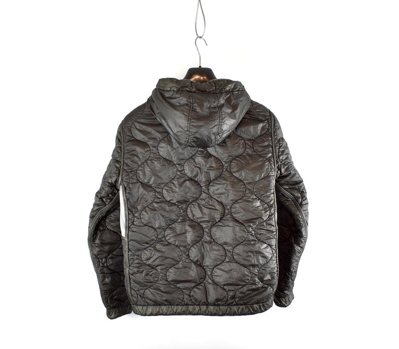 Stone Island grey reversible quilted hooded jacket L