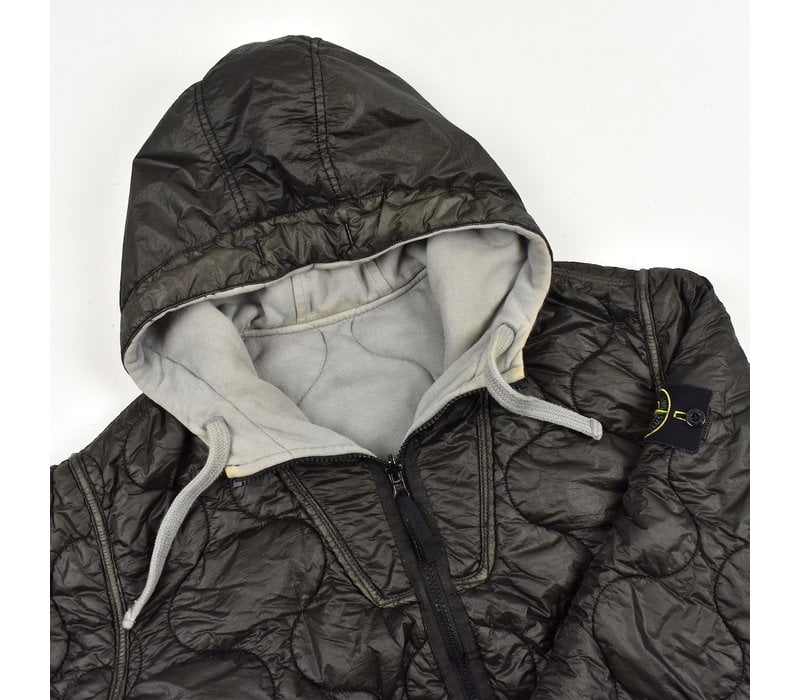 Stone Island grey reversible quilted hooded jacket L