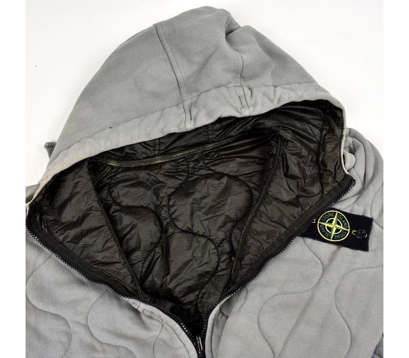 Stone Island grey reversible quilted hooded jacket L