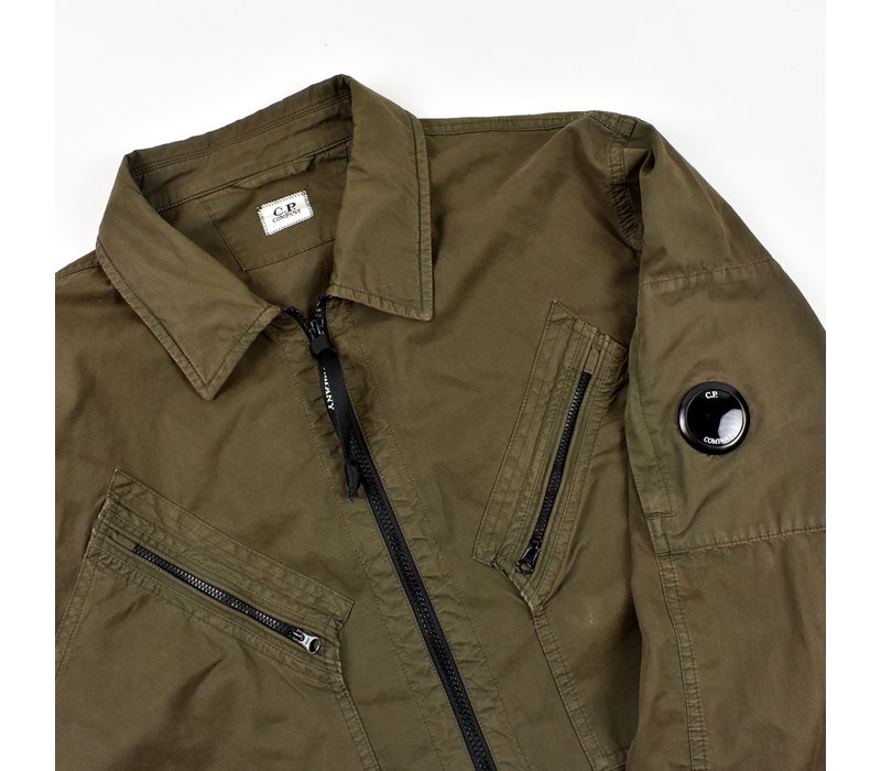 C.P. Company brown old treatment cotton lens detail overshirt XL