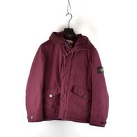 Stone Island burgundy red micro reps with primaloft insulation hooded jacket M