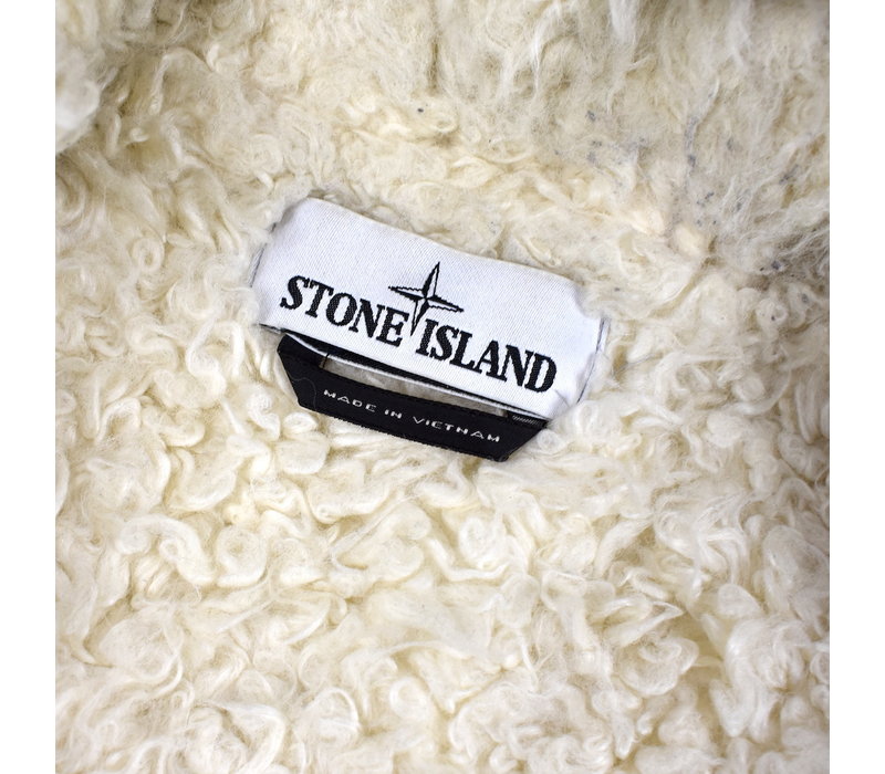 Stone Island green polyester chenille silver poly fur lined presidents knit XXXL - Copy