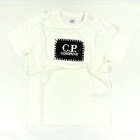 C.P. Company jersey 30/1 label print crew t-shirt Gauze White