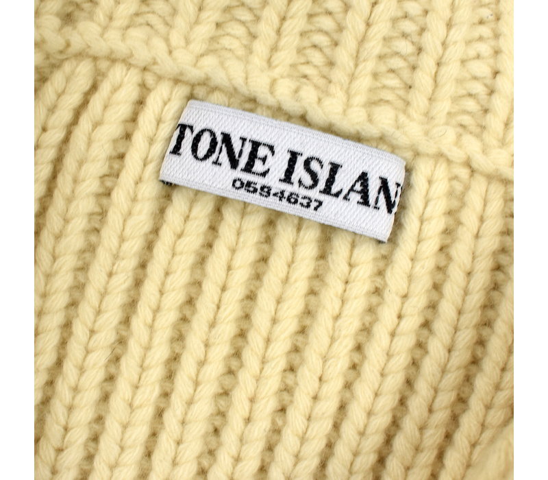Stone Island white big logo wool hooded chunky knit XXL