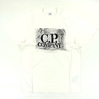C.P. Company jersey 30/1 tracery label print crew t-shirt Gauze White