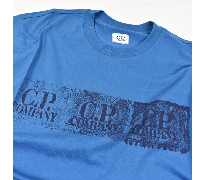 C.P. Company jersey 30/1 triple label print crew t-shirt Lyons Blue