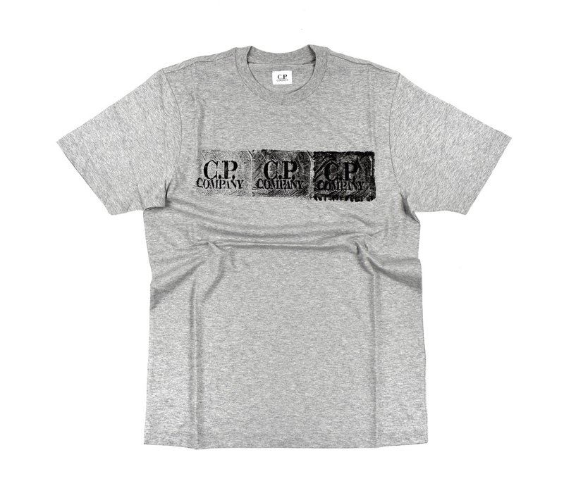 C.P. Company jersey 30/1 triple label print crew t-shirt Grey Melange