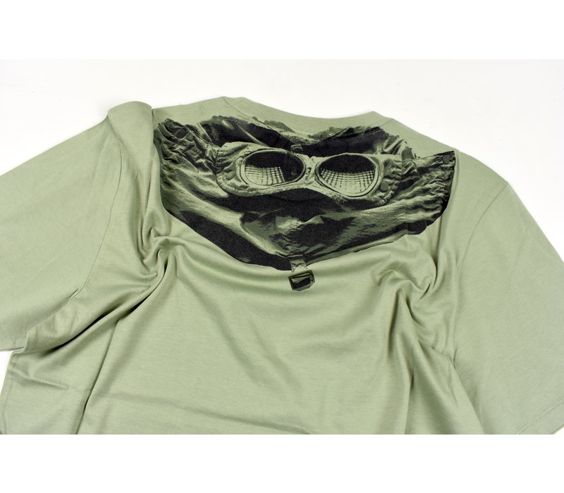 C.P. Company jersey 30/1 goggle hood print crew t-shirt Tea Green