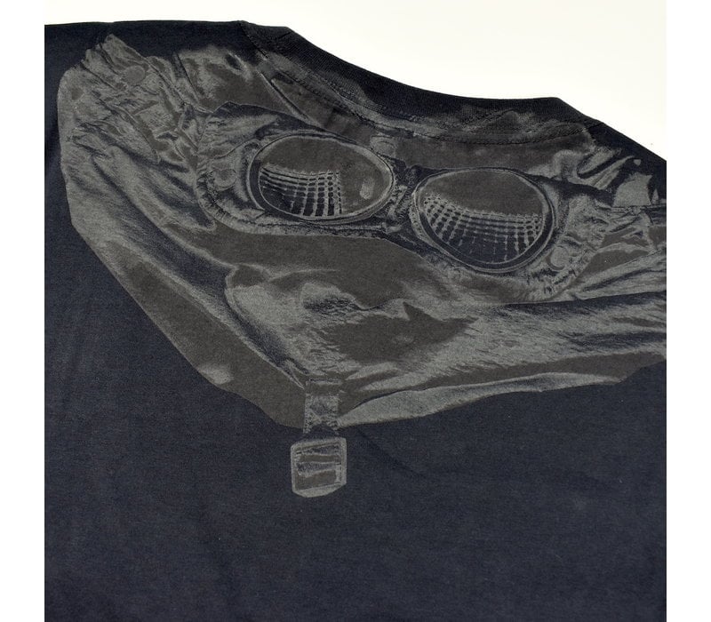 C.P. Company jersey 30/1 goggle hood print crew t-shirt Total Eclipse Navy
