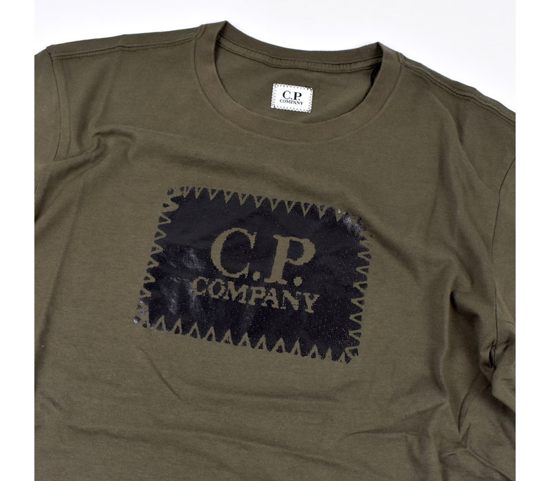 C.P. Company jersey 30/1 label print crew t-shirt Ivy Green