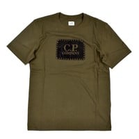 C.P. Company jersey 30/1 label print crew t-shirt Ivy Green