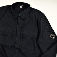 C.P. Company garment dyed gabardine buttoned lens detail shirt Total Eclipse Navy