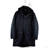 Stone Island navy david-tc quilted lined hooded fishtail parka XL