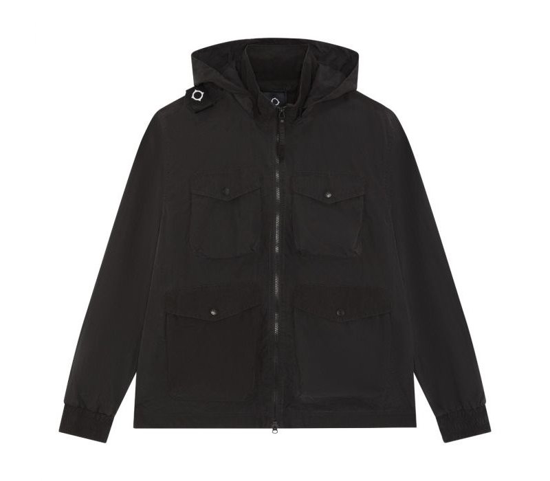 MA.STRUM aw funnel neck runner field jacket Jet Black