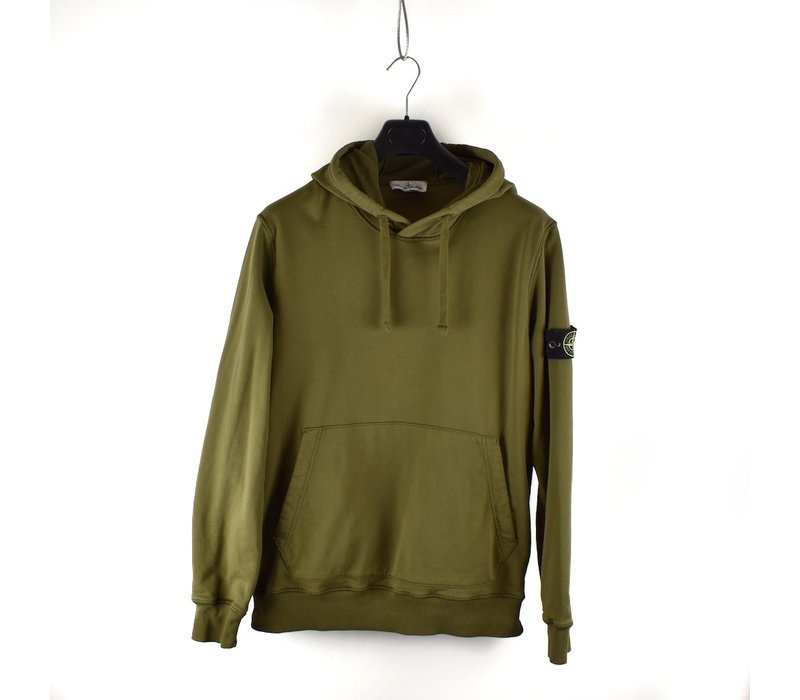 khaki green stone island hoodie