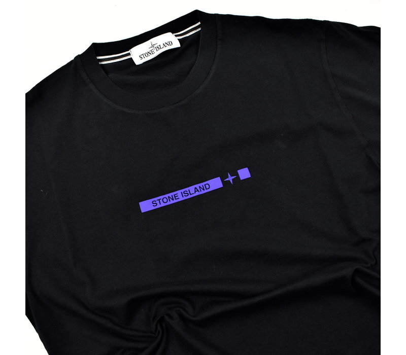 Stone Island black purple logo print t-shirt S