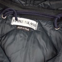 Stone Island navy nylam quilted lined hooded jacket L