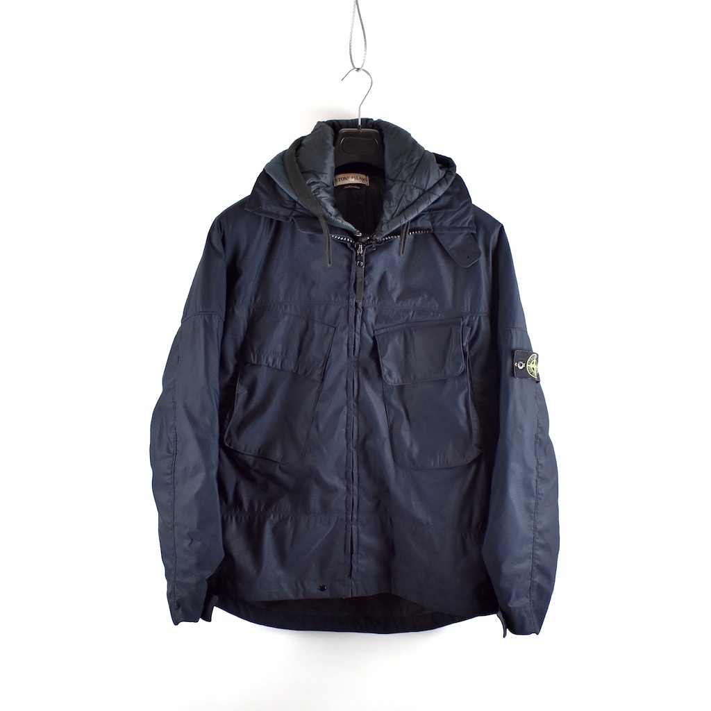 Stone Island navy nylam quilted lined hooded jacket L - Archivio85