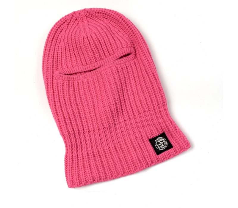 Stone Island pink wool knit balaclava hat