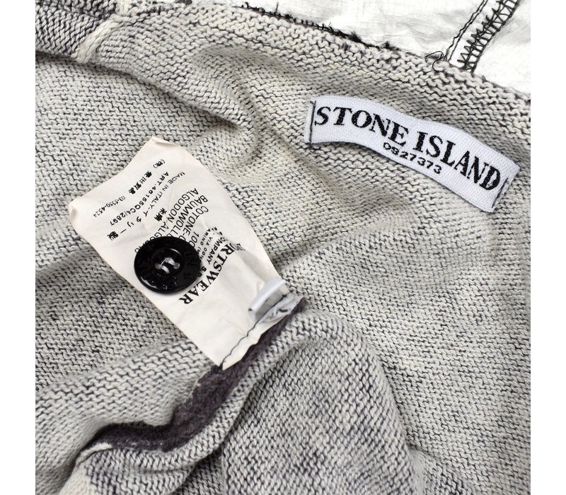 Stone Island grey cotton knit tyvek hooded full zip sweatshirt L