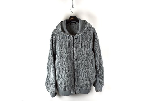 Stone Island Stone Island shadow project grey jacquard cotton poly teddy fleece hooded full zip XXL