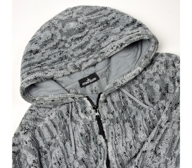 Stone Island shadow project grey jacquard cotton poly teddy fleece hooded full zip XXL