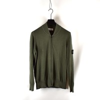 Stone Island green wool full zip knit cardigan L