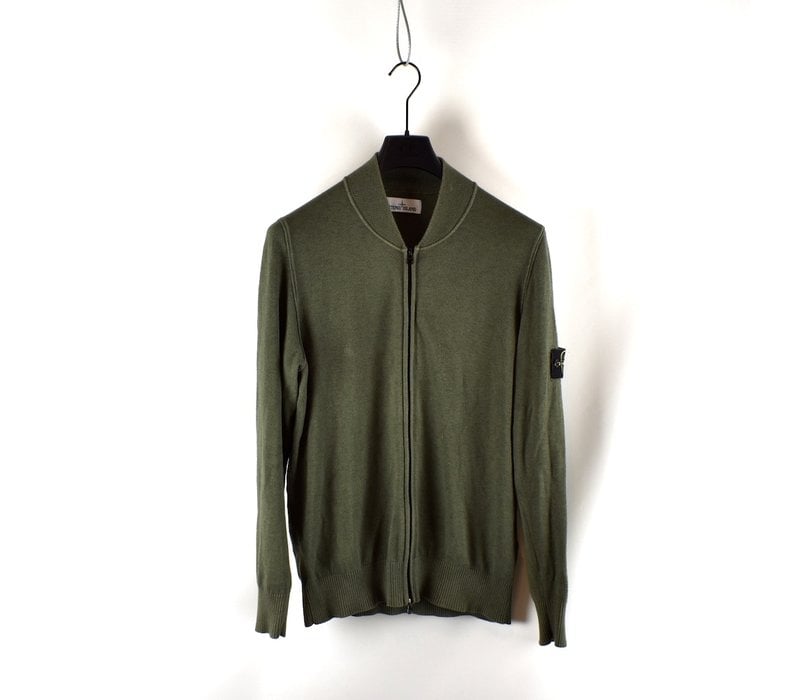 Stone Island green wool full zip knit cardigan L