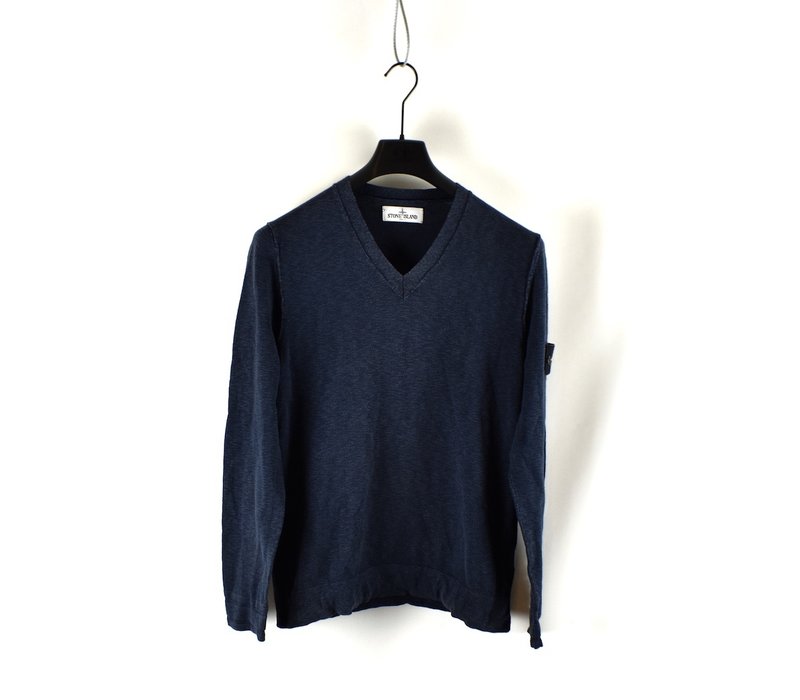 Stone Island blue cotton v-neck knit M