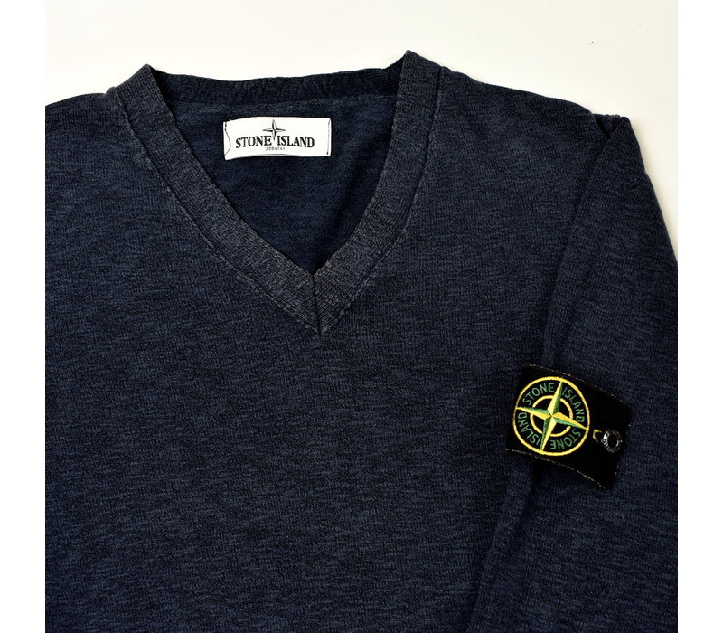 Stone Island blue cotton v-neck knit M