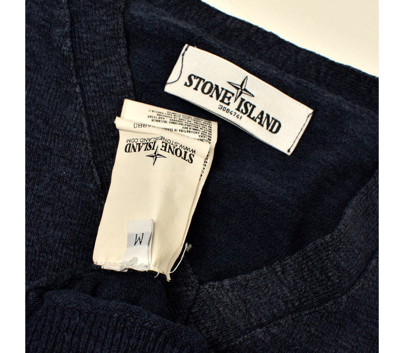 Stone Island blue cotton v-neck knit M