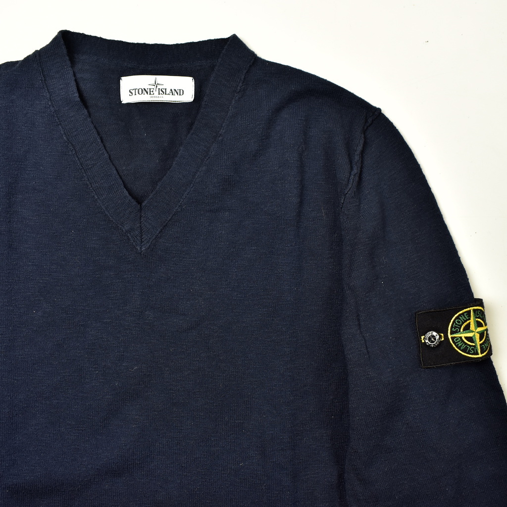 Stone Island navy cotton v-neck knit L - Archivio85