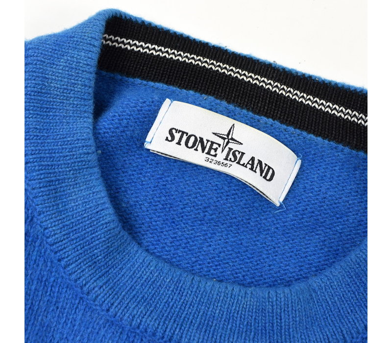 Stone Island blue compass logo crew neck knit L