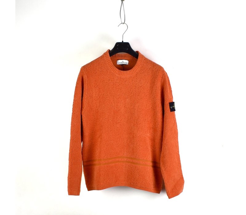 Stone Island orange chenille cotton crewneck knit M