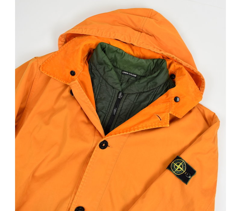 Stone Island orange reversible raso floccato green edge badge coat XL
