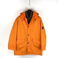 Stone Island orange reversible raso floccato green edge badge coat XL