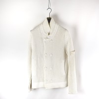 Stone Island white double breasted cotton ghost knit L