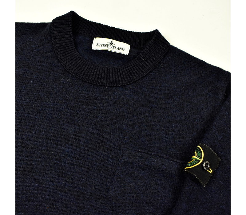 Stone Island navy melee wool crew neck knit L