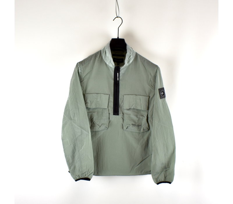 Marshall Artist krinkle nylon half zip overshirt Putty Green