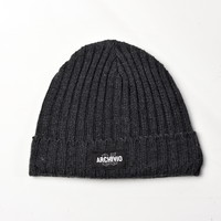 Archivio85 premium cotton ribbed knit beanie hat Charcoal Grey