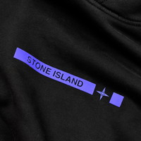 Stone Island black cotton fleece micro graphics four hooded sweatshirt XL
