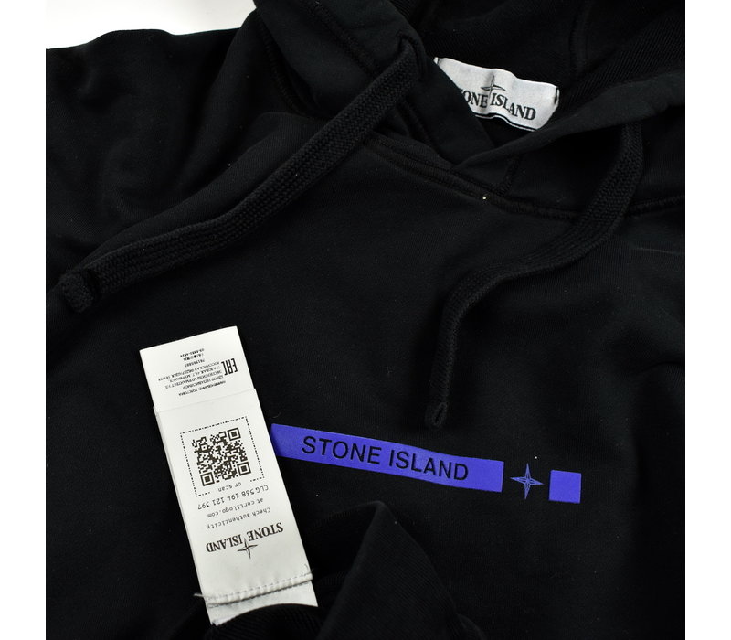 Stone Island black cotton fleece micro graphics four hooded sweatshirt XL