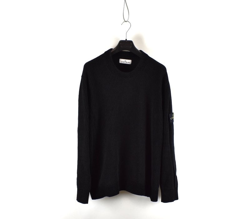 Stone Island black cotton chenille crew neck knit XL