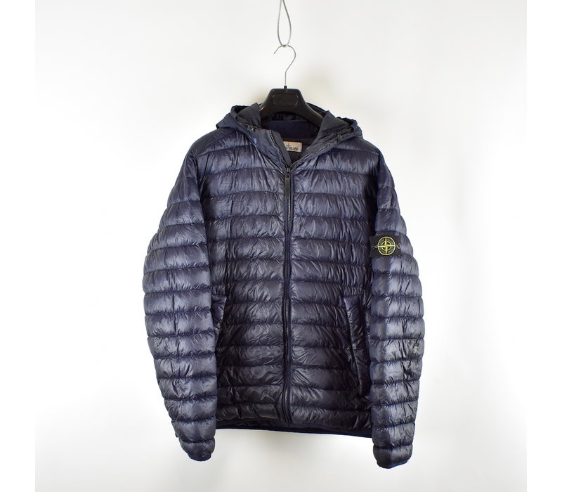 Stone Island navy garment dyed down hooded jacket XXL