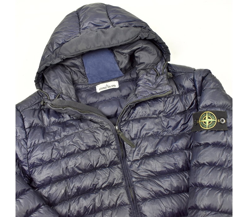 Stone Island navy garment dyed down hooded jacket XXL