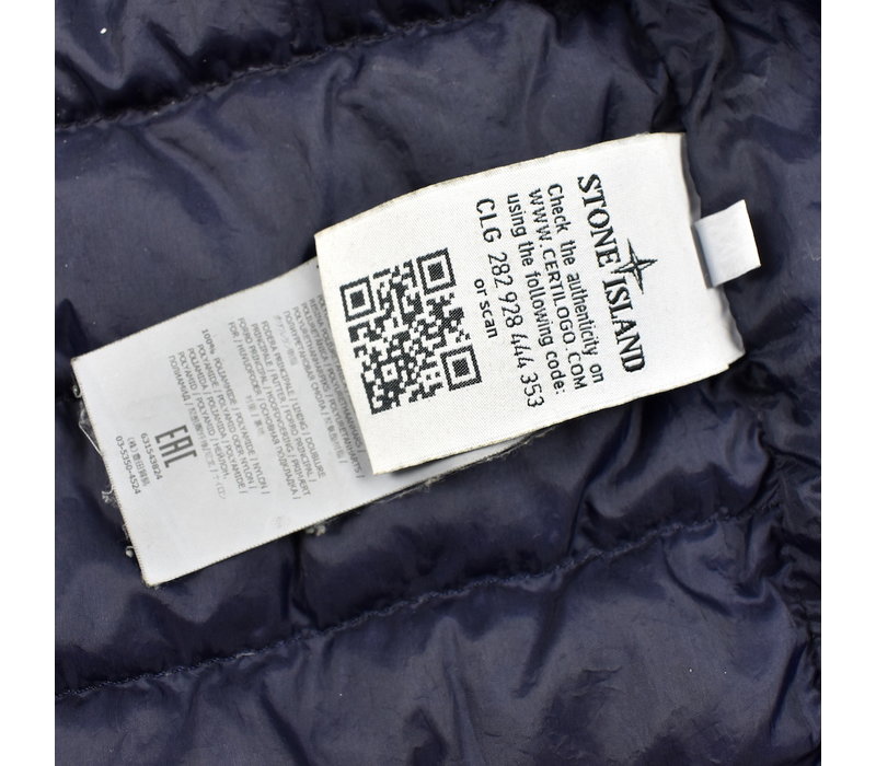 Stone Island navy garment dyed down hooded jacket XXL