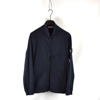Stone Island navy heavy cotton jersey zip neck overshirt jacket XXL
