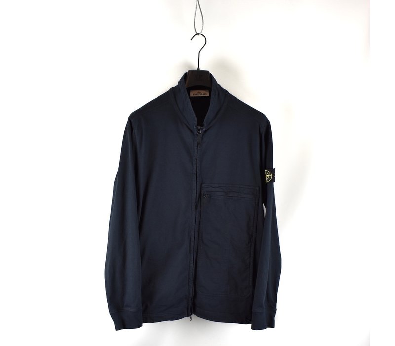 Stone Island navy heavy cotton jersey zip neck overshirt jacket XXL