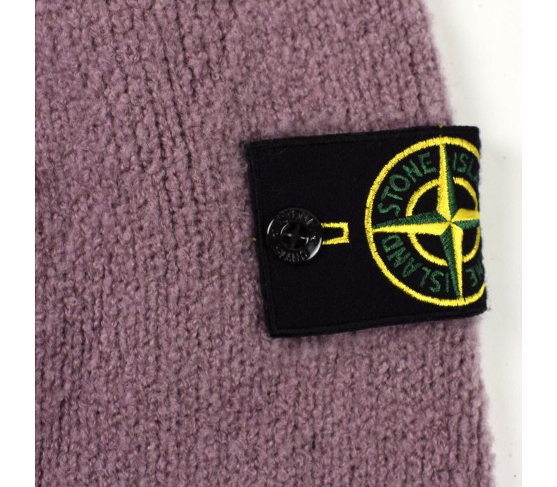 Stone Island pink nylon metal hood wool quarter zip neck knit L