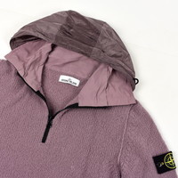 Stone Island pink nylon metal hood wool quarter zip neck knit L